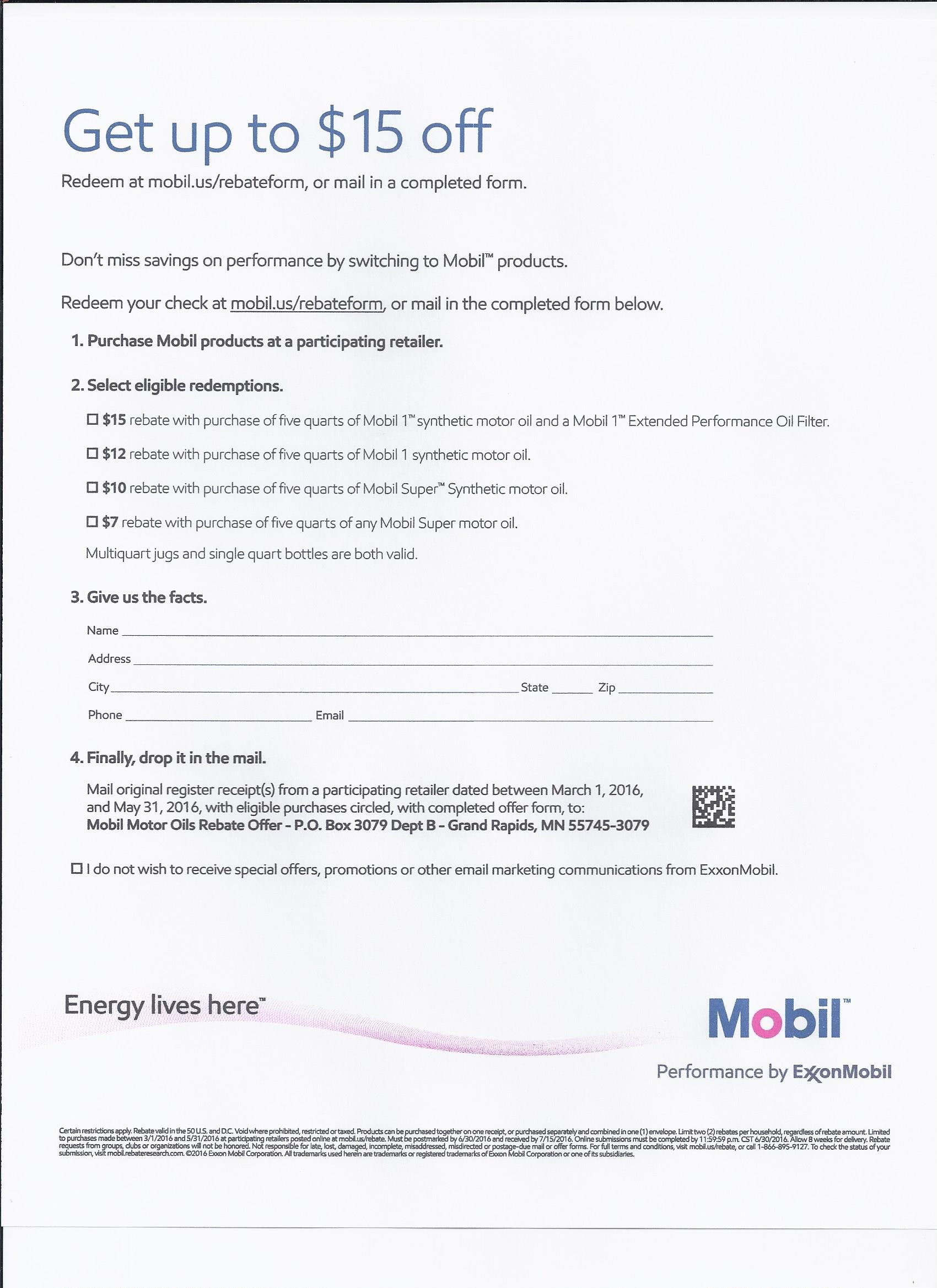 Mobil 1 Rebate >> Mobil 1 Rebates Good Through 05 31 2016 Stingray Corvette Mobil 1 Rebate >> Mobil 1 Rebates Good Through 05 31 2016 Stingray Corvette